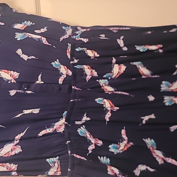 Modcloth deep navy with bird print collared shirt dress - Picture 3 of 3